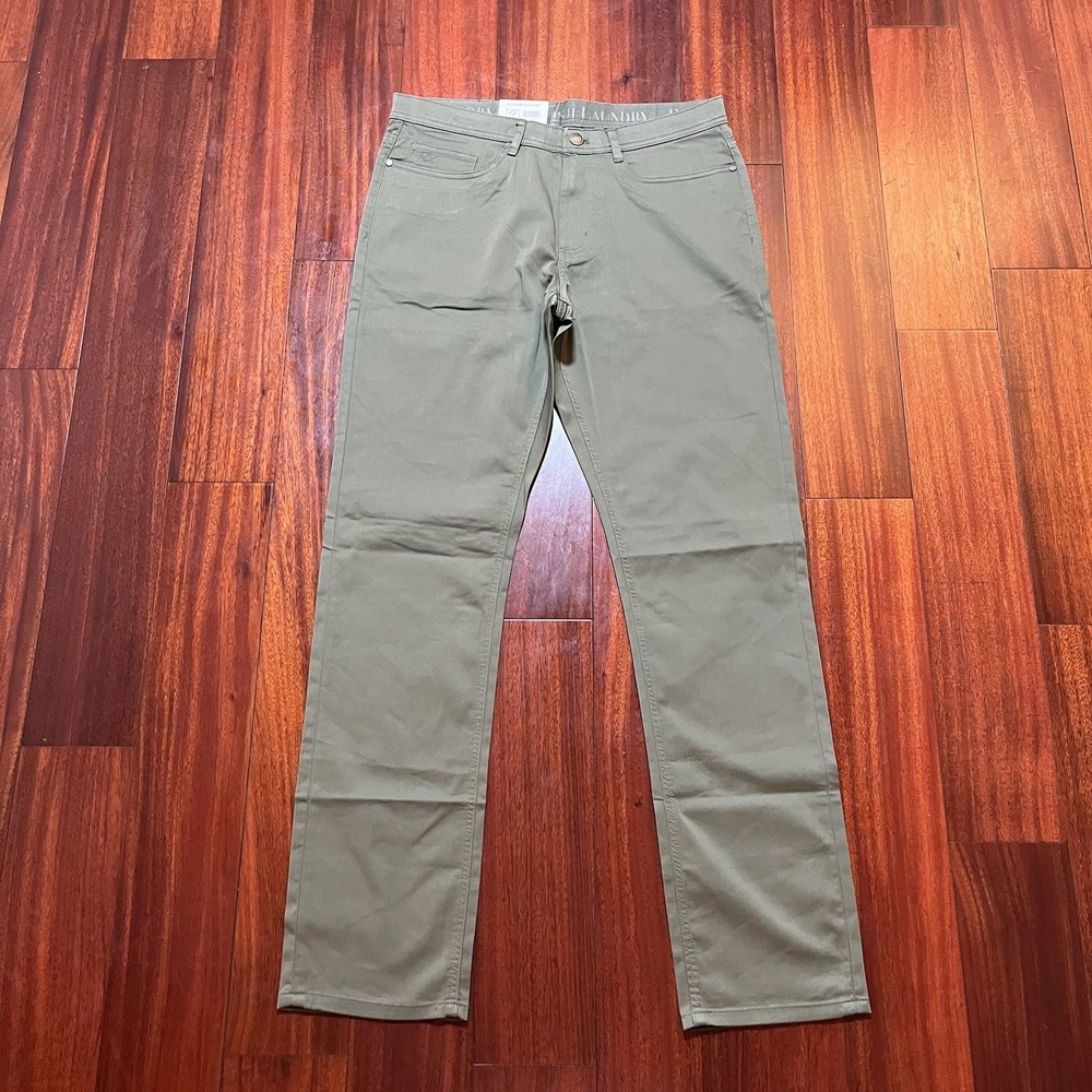 English Laundry Pants Mens 32x34 Green Straight Fit Stretch Preppy Casual NWT
